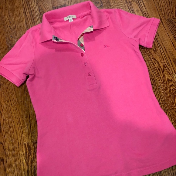 Burberry Tops - Woman’s shirt sleeve Pink Burberry polo shirt
